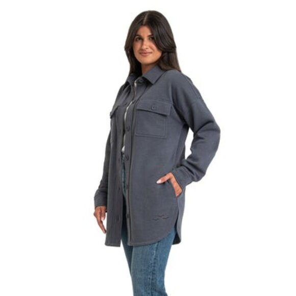 Lazypants LIKE NEW steel blue shacket small oversized sweater shacket - Picture 2 of 15